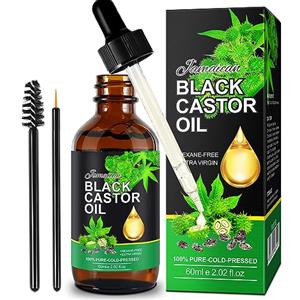 JCZQDRPC Olio di ricino nero per la crescita dei capelli, 60 ml, 100% puro naturale pressato a freddo, essenziale olio di ricino nero per capelli più sani e spessi, castor oil per massaggio del