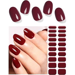 Wahrshei Unghie Gel Adesive UV | Burgundy Smalto Adesivo Gel UV | 20 PCS Pellicola per Unghie Autoadesiva | Adesivi per unghie in gel, Impacchi di Smalto Gel per Unghie