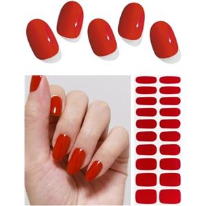 Wahrshei Unghie Gel Adesive UV | V Red Smalto Adesivo Gel UV | 20 PCS Pellicola per Unghie Autoadesiva | Adesivi per unghie in gel, Impacchi di Smalto Gel per Unghie