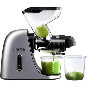 Fretta Estrattore di succo, con Ampio Scivolo di Caricamento, Senza BPA, Spremiagrumi per Sedano, Estrattore con Motore DC Silenzioso e Funzione Inversa masticating juicer machines (Argento)