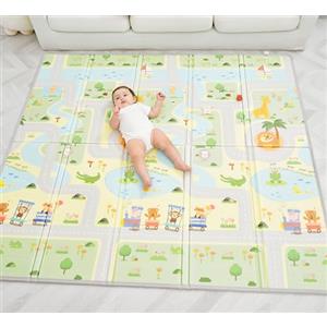 SUPERBE BEBE Tappeto Gioco Bambini Pieghevole 180x200x1.5cm Palestrina Neonato Montessori Reversibile Non Tossico E Impermeabile In Schiuma Per Bimbi. Palestra Neonati - Tappeto Tummy Time Neonati - Regalo Bambino