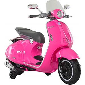 HOMCOM Moto Giocattolo con Licenza Ufficiale Vespa, Moto per Bambini 3+ Anni in PP e Acciaio con 2 Rotelle, Luci e Suoni, 108x49x75 cm, Rosa