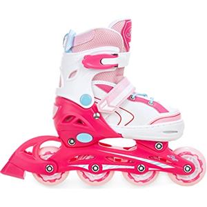 RAVEN Pattini in linea per bambini Raven Lia o Loret regolabili con ruota illuminata a LED (Raven Lia Pink, 34-37 (20,5-23,5 cm))