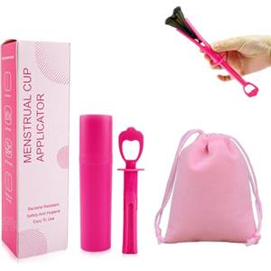 Cinsersr 1 set di applicatore per coppette mestruali, strumento per coppette mestruali, facile e comodo da usare. Compatibile con la maggior parte delle coppette mestruali. Con sacchetto