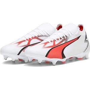 PUMA Ultra Match Mxsg, Scarpe da Calcio Uomo, Bianca Nero Fire Orchid, 40.5 EU