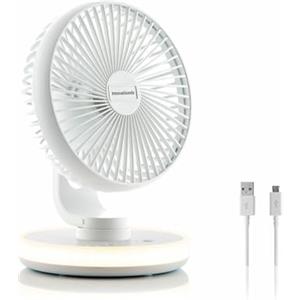 InnovaGoods Ventilatore da Scrivania Ricaricabile con LED FanLed Ø6,6'' 4000 mAh