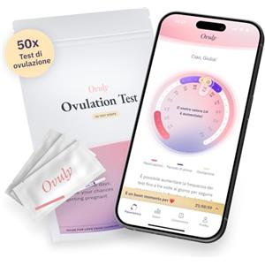 OVULY Test Ovulazione | 50 x Test Fertilità Donna con App - Stick Ovulazione 10 miu - LH Test - Kit Ovulazione
