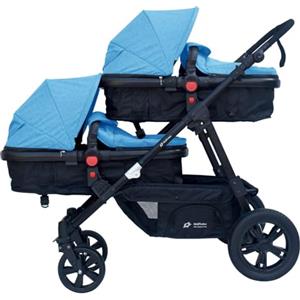 babyfivestar PASSEGGINO DOPPIO/GEMELLARE 2in1 NERO E BLU PER DUE BAMBINI FRATELLI STROLLER