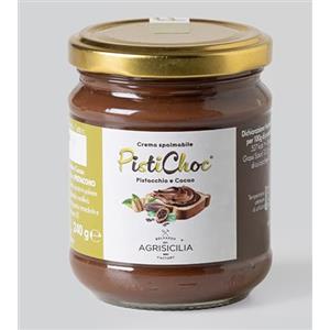 Agrisicilia Pistichoc crema spalmabile di pistacchio e cacao base al pistacchio ideale per colazione e merenda vasetto da 240 grammi