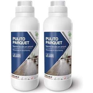 TOVER, Pulito Parquet kit 2 pezzi, Detersivo Parquet verniciati e oliati, Detergente neutro per pavimenti in laminato, SPC, LVT, 2 unità (2 bottiglie da 1L)