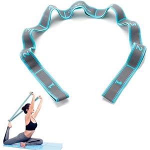 YUNXCNA Elastico Fasce di Resistenza, Fascia Elastica Fitness, Fascia per yoga,Fascia per Fitness, 9 passanti la cinghia allungamento, per Allenamento, Danza, Stretching, Blue