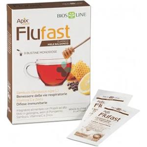 APIX Flufast Respiro Balsamico - Integratore per il Benessere delle Vie Respiratorie con Propoli, Miele e Semi di Pompelmo - 9 Bustine Monodose