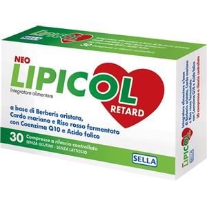 SELLA Neo Lipicol Retard - Integratore Alimentare per il Controllo del Colesterolo in Compresse a Rilascio Controllato - 30 Compresse