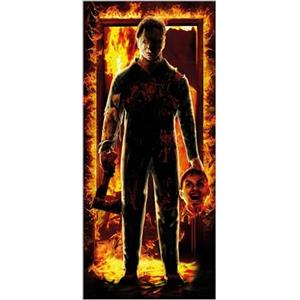 FIESTAS GUIRCA | Decorazione Porta Assassino in Tessuto (80x180 cm) - Ideale per Feste di Halloween e Celebrazioni di Polizia - Decorazione per Parete, Porta e Finestra - Multicolore