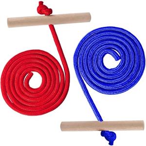 Yi'antai 2 Pezzi Fune da Slitta, 150cm Corda da Slitta, Corda di Traino per Slittino, Corda da Slitta con Manico in Legno, Corda da Traino Lunga Forte (Blu Rosso)