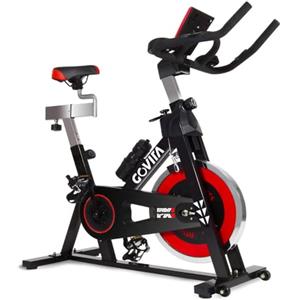 GOVITA Cyclette Domestica GOVITA con Sistema di Resistenza a Trazione, Volano da 24kg, Spin Bike Professionale (ROSSO NERO)