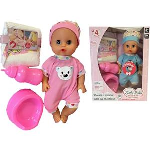Generico Bambola che Beve e fa Pipì Parlante con Vasino, Biberon, Pannolino - Bambolotto 32 cm con Pigiama, Piangente, Chiude gli Occhi, Chiama Mamma Papa', Ciuccia come un Bambino Vero