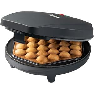 Bestron Piastra per Waffle Bubble, macchina per waffle Bubble per riempire con gelato, cioccolato o frutta, con spia di cottura e rivestimento antiaderente, 700 Watt, Colore: Nero Opaco