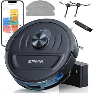 BPMIO Robot Aspirapolvere e Lavapavimenti con 5500Pa di Aspirazione, Navigazione LiDAR, 120 Minuti di Autonomia, Compatibile con Alexa/WiFi/App, Ottimo per Pelo di Animali e Pavimenti Duri