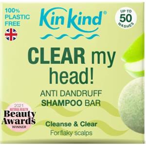 KinKind Shampoo Bar - CLEAR My Head! Shampoo Bar Antiforfora per cuoio capelluto squamoso | 50 g (confezione da 1) Forfora