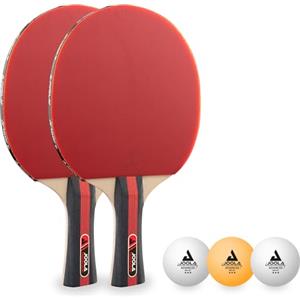 Joola Table Tennis Set Rosskopf 2 Table Tennis Bats + 3 Table Tennis Balls 40 + mm Red/Black, 5-Piece