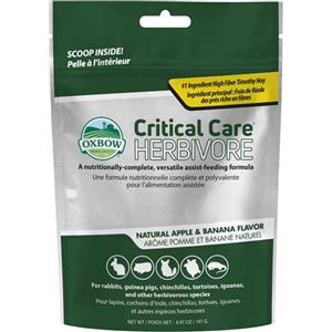 Oxbow Critical Care Herbivore - Alimento di Recupero Mela e Banana 454 gr, Alta Appetibilità e Alto Contenuto di Fibre