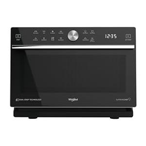 Whirlpool MWP 339 SB Forno a Microonde Supreme Chef termoventilato combinato, 33 litri, nero e argento, con double Steamer, griglia alta, griglia bassa e piatto Crisp + maniglia