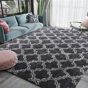 JURLEA Tappeti Tappeti morbidi dal design per interni Tappeto soffice per soggiorno Tappeti in pelliccia liscia Tappeto antiscivolo per camera da letto per bambini (grado, 120 x 160 cm)