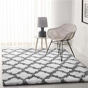 JURLEA Tappeti Tappeti morbidi dal design per interni Tappeto soffice per soggiorno Tappeti in pelliccia liscia Tappeto antiscivolo per camera da letto per bambini (Bianco, 185 x 185 cm)