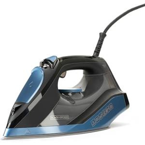 Black+Decker BXIR2801E - Ferro da stiro a vapore, 2800 W, ceramica, 180 g/min di vapore, vapore continuo a 45 g/min, funzione autopulente, doppio filtro anticalcare, spegnimento automatico, blu, oro