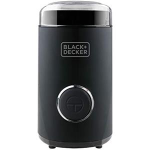 BLACK+DECKER - Macinacaffè elettrico potente 150 W. Deposito caffè in grani da 50 g. Lame e deposito in acciaio inossidabile. Macinatura Fine. Adatto per tritare caffè e spezie. Avvolgicavo. Nero