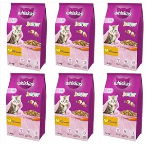 WHISKAS Junior Cibo Secco Pollo per Gattini 6x1,4 kg - Nutrienti Completi e Kibbles Extra Piccoli