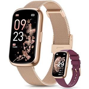 NAIXUES Smartwatch Donna, IP68 Orologio Fitness con 24 Modalità Sport, Ciclo Mestruale, Cardiofrequenzimetro, SpO2, Sonno, Activity Tracker Passi Calorie, Notifiche, Smartband per Android iOS Oro Rosa