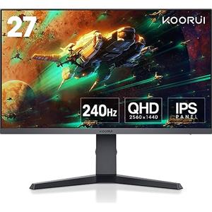 KOORUI Gaming Monitor 27 Pollici - Schermo WQHD PC, 240Hz, 1ms, Adaptive Sync, Gsync Compatibilità (2560x1440, HDMI, DisplayPort, HDR 400), Nero