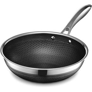HexClad Wok ibrido in acciaio inossidabile da 25,4 cm con manico che rimane freddo - Senza PFOA