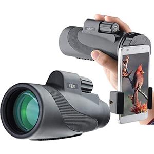 Gosky Titan 12 x 50 telescopio monoculare ad alta potenza per adulti, adattatore per smartphone - Impermeabile IPX7 antiappannamento - Prisma BAK4 e obiettivo FMC per bird watching caccia campeggio