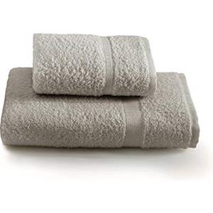 Gabel Set Asciugamano con Ospite, Tinta Unita, 100% Cotone, Grigio, 100 x 60 cm