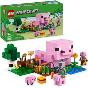 LEGO Minecraft La Casa del Maialino Giocattolo - Set di Costruzioni che Include una Figura Eroe, un Mob, una Fattoria e un Bioma della Foresta - Regalo per Gamer, Bambine e Bambini da 7 Anni - 21268
