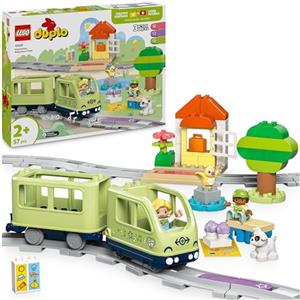LEGO DUPLO Treno d'Avventura Interattivo - Giochi Didattici per Bambini e Bambine da 2 Anni in su - con 14 Binari, Mattoncini Multifunzione con Suoni e 4 Personaggi Giocattolo - Idea Regalo - 10427