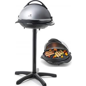 Senya Barbecue Elettrico 2 in 1 su Supporto e su Tavolo, Superficie di Cottura 40 cm, Placca in Alluminio Pressofuso, Coperchio Staccabile, 2200W, SYCK-G043