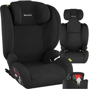 tectake® Seggiolino Auto i-Size con ISOFIX, Omologazione ECE R129, Protezione Impatti Laterali, Altezza Regolabile 100-150cm, Rivestimento Lavabile, Imbottitura Confortevole, Per Auto - Nero