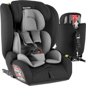 tectake® Seggiolino Auto Bambini i-Size, Omologato ECE R129, Cintura a 5 Punti, Seggiolino Auto ISOFIX e Top Tether, Poggiatesta Bimbi Regolabile a 8 Livelli - GrigioScuro/Nero