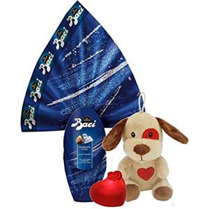 irpot Uovo Di Pasqua Bacio Perugina 252 g Con peluche cagnolino 16 cm e cuore led 6 cm ideale per regalo innamorati fidanzata fidanzati