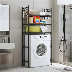 GAMAK Mobiletto sopra Lavatrice 2/3 Ripiani, Mobile sopra Lavatrice Salvaspazio, Scaffale sopra Lavatrice Mobile da Bagno Salvaspazio Scaffale da Bagno Porta Detersivi (Color : Black, Size : 3 Tier)
