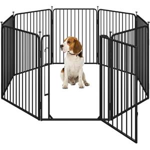 Yaheetech Recinto per Cani 8 Pannelli 80 cm da Interno da Esterno, Cancelletto Box per Cani Gatti, Cancello Barriera Pieghevole in Metallo per Casa Giardino