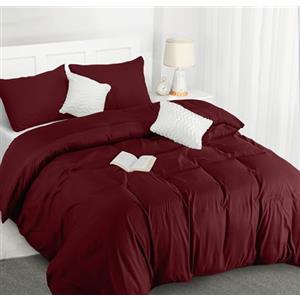 Utopia Bedding Copripiumino Una Piazza e Mezza - Microfibra Copripiumino 200x200cm + Federe 50x75cm - Bordeaux