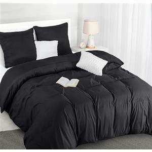 Utopia Bedding Copripiumino Una Piazza e Mezza - Microfibra Copripiumino 200x200cm + Federe 80x80cm - Nero