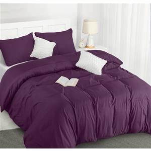 Utopia Bedding Copripiumino Una Piazza e Mezza - Microfibra Copripiumino 200x200cm + Federe 50x75cm - Viola