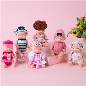 SQAQS Mini Bambola, 6 Pezzi Mini Bambola Giocattolo, Animal Babies-Mini bambolotti, Mini Figure Bambole, vestitini intercambiabili, Lavabile, Casa delle Bambole Regalo per Bambine (casa)