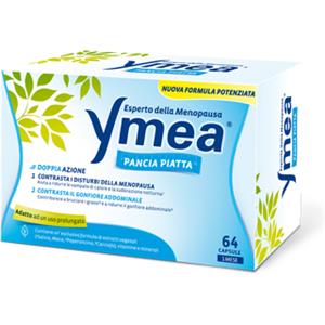 Perrigo Ymea Pancia Piatta - Integratore Alimentare per Donne in Menopausa, 64 Capsule con Doppia Azione contro Gonfiore e Controllo Peso
